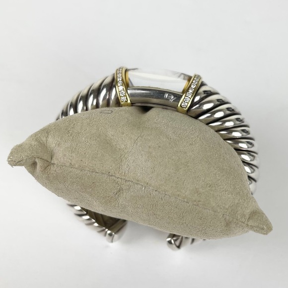 David Yurman Waverly Cable Cuff Watch Diamond MOP Gold Sterling Silver T209-M - Picture 3 of 11